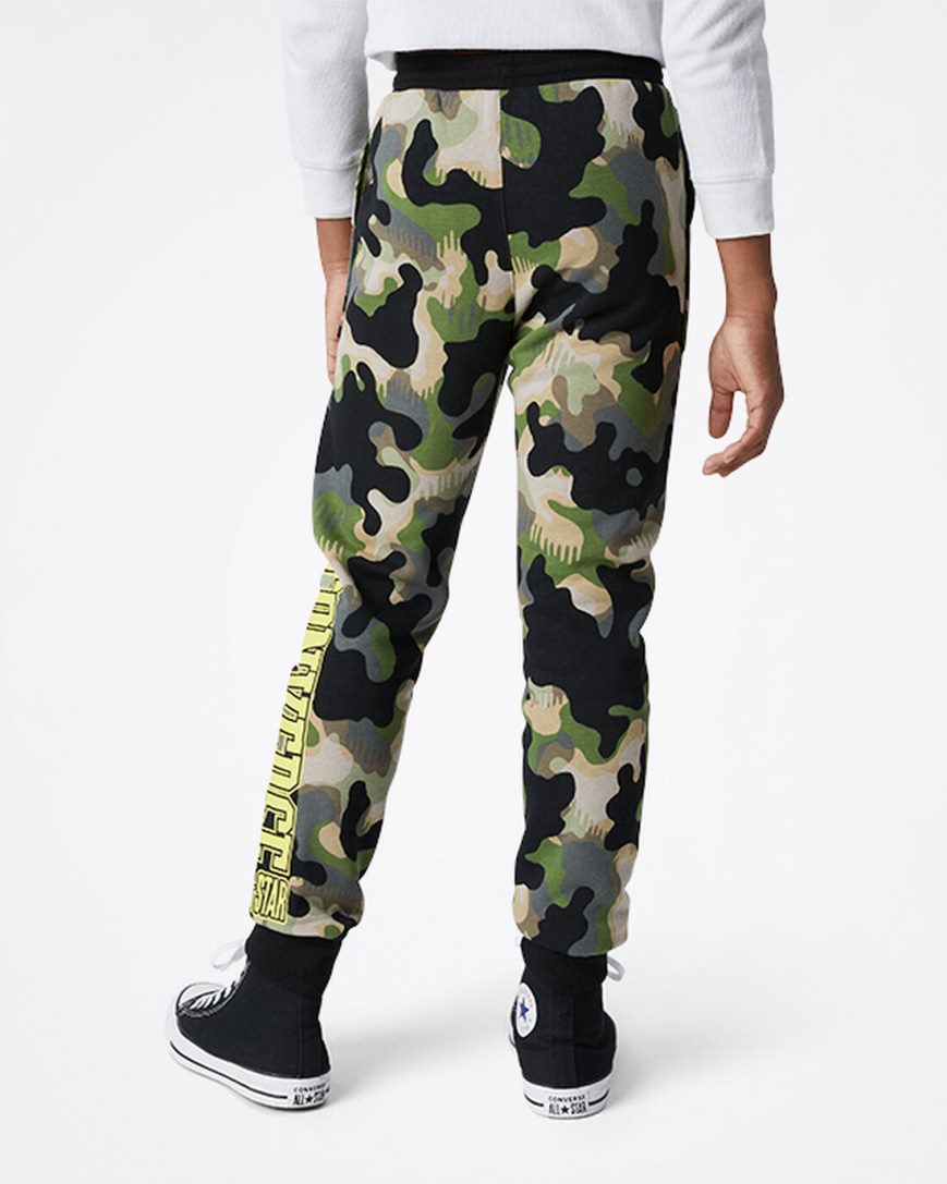 Pantaloni Jogger Baieti Converse Camo Masline Verzi | RO OIKDW576